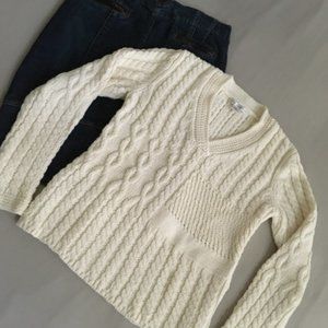 Multi Stitch V-Neck Long Sleeve Sweater